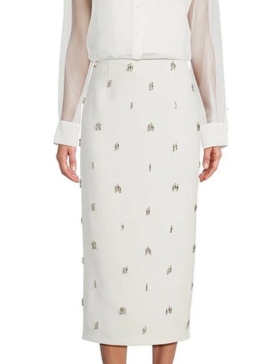 ANTONIO MELANI Dresses & Skirts - ANTONIO MELANI White Embellished Midi Pencil Skirt